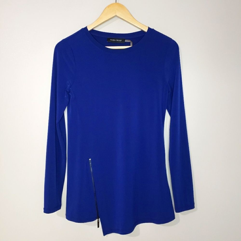 🦋3/$25 Ivanka Trump XSmall Long Sleeve Blue Tunic Zipper Detail